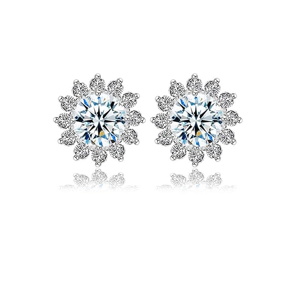 925 Sterling Silber Ohrstecker Damen Ohrringe Ohrstecker Blumen Form Zirkonia Ohrstecker Frauen Schmuck Mädchen Valentinstag 