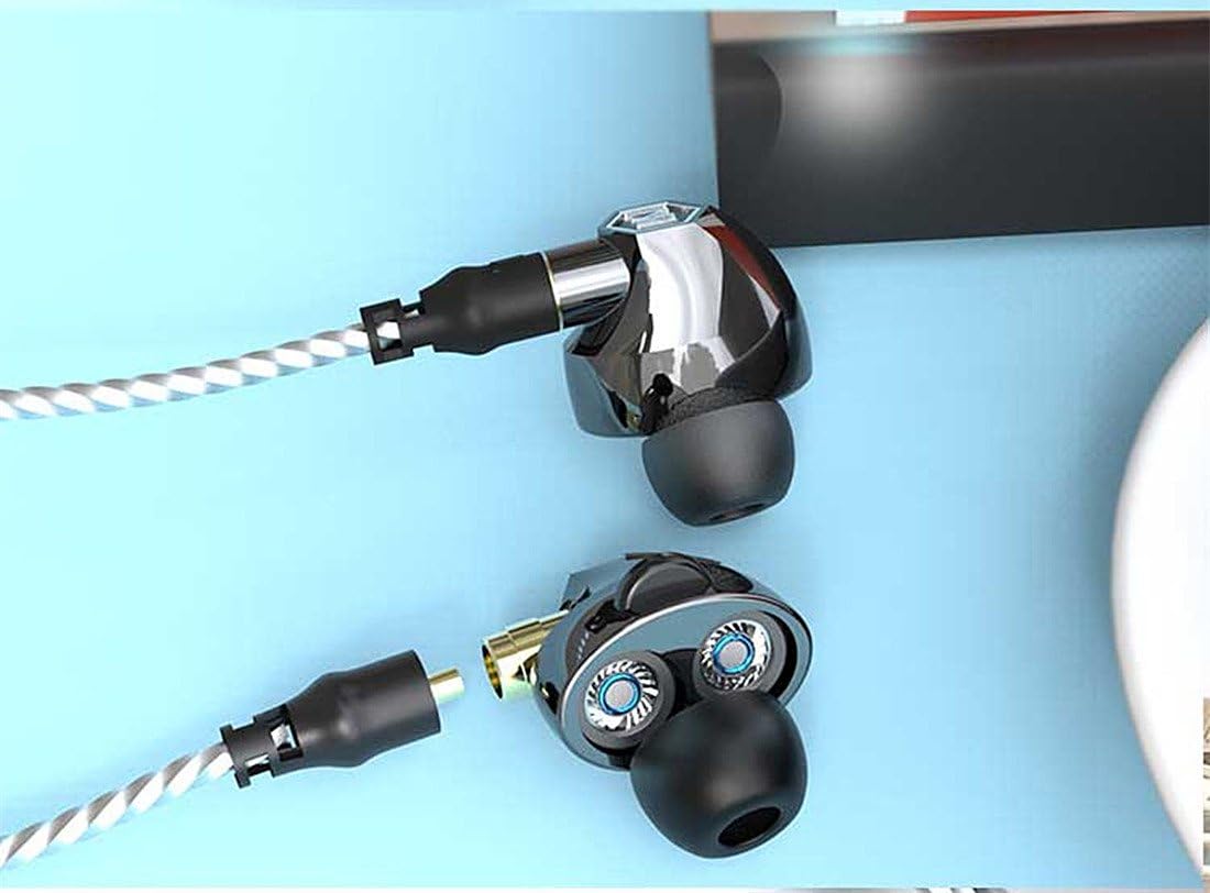 HiFi Music Deep Bass Sound Noice Isolating Sweatproof Waterproof Sport Gym Earphone Built in Mic Include 3 Different Sized Pair Silicone Ear Buds and Carry Case Bag Clear Gray