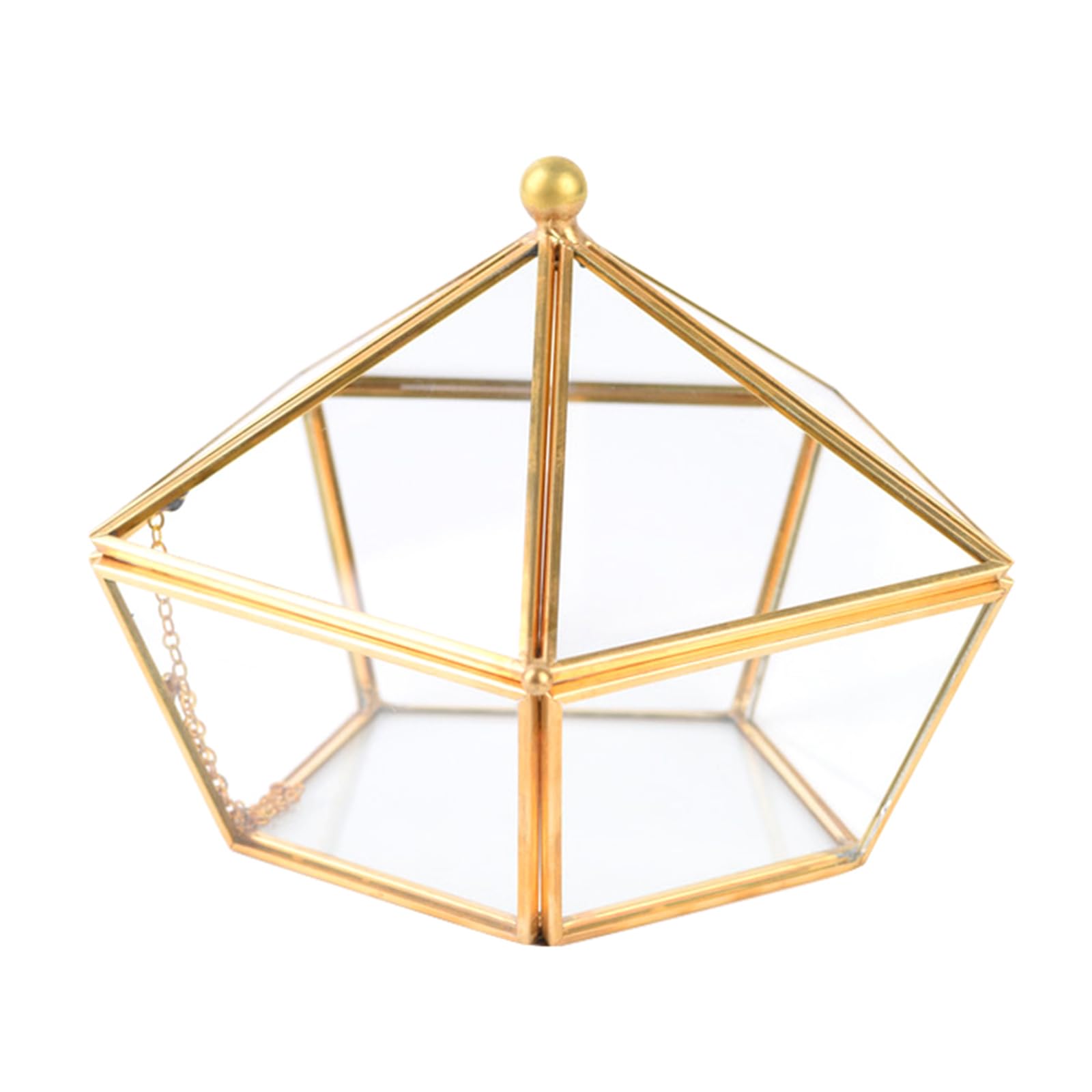 Soulnioi Geometric Glass Plant Terrariun/Pentagon Shape Clear Glass Vase for Succulent for Wedding Decorative Display Flower Pot Gold