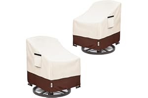 Hadisi Patio Chair Covers for Outdoor Furniture Waterproof 2 Pack, Heavy Duty Waterproof Outdoor Swivel Chair Cover (30" W x34 D x36 H - Beige)
