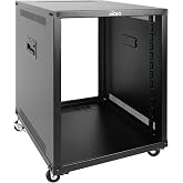 Tecmojo 12U Portable Rolling Network Rack, 4-Post Mobile Open Frame Server Rack with Wheels, Free Standing Server Cabinet for Computer/Data/AV/IT Equipment/Network Equipment