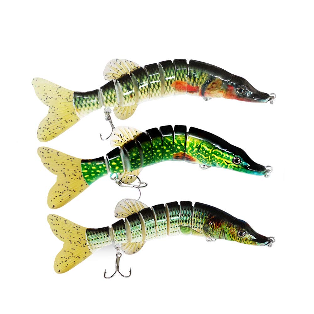ODS Pike Lures Lifelike Sinking Jointed Swimbait with Fishing Hooks Freshwater and Saltwater