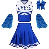 GRAJTCIN Teenagers & Womens Cheerleader Costume Halloween Party Cute Cheer Outfit Crop Top