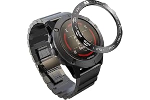 Abanen for Fenix 5X/Fenix 5X Plus Watch Bezel, Stainless Steel Polished Adhesive Cover Anti-Scratch Protector Cover Ring for Garmin Fenix 5X/Fenix 5X Plus (Black-White)