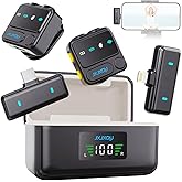 Wireless Lavalier Microphone for iPhone:JXJXQU Mic with Smart Noise Reduction, Reverb Effect, 30H+ Battery Life - Ideal for Video Recording/Podcasting/Streaming - Suitable for Vloggers and Streamers