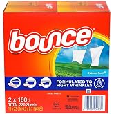 Bounce Fabric Softener Dryer Sheet Outdoor Fresh, 160 Sheets (Pack of 2)