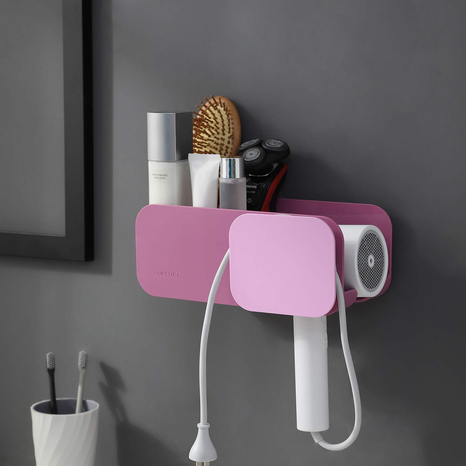 Taozun Hair Dryer Holder Self Adhesive Blow Dryer Holder Bathroom Bathroom Styling Tool Organizer Storage for Blow Dryer Curling Wand Straightener Brushes