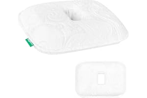 ibigbean Piercing Pillow - Ear Pillow with Ear Hole - Gel Memory Foam Earring Pillow for Side Sleeping - White Cotton Pillowcase