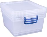 Really Useful Box Nestable 17.5 Litre Clear Pack of 3 Storage Boxes view 2