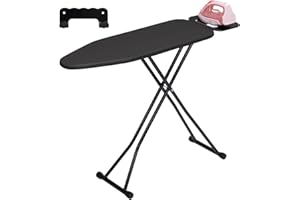 ALIMORDEN Space Saver Ironing Board 36" X 12" with Smart Hanger Adjustable Height 23.8"-30.7" Easy Storage, Padded Top Lightweight for Home Laundry Room Use Black