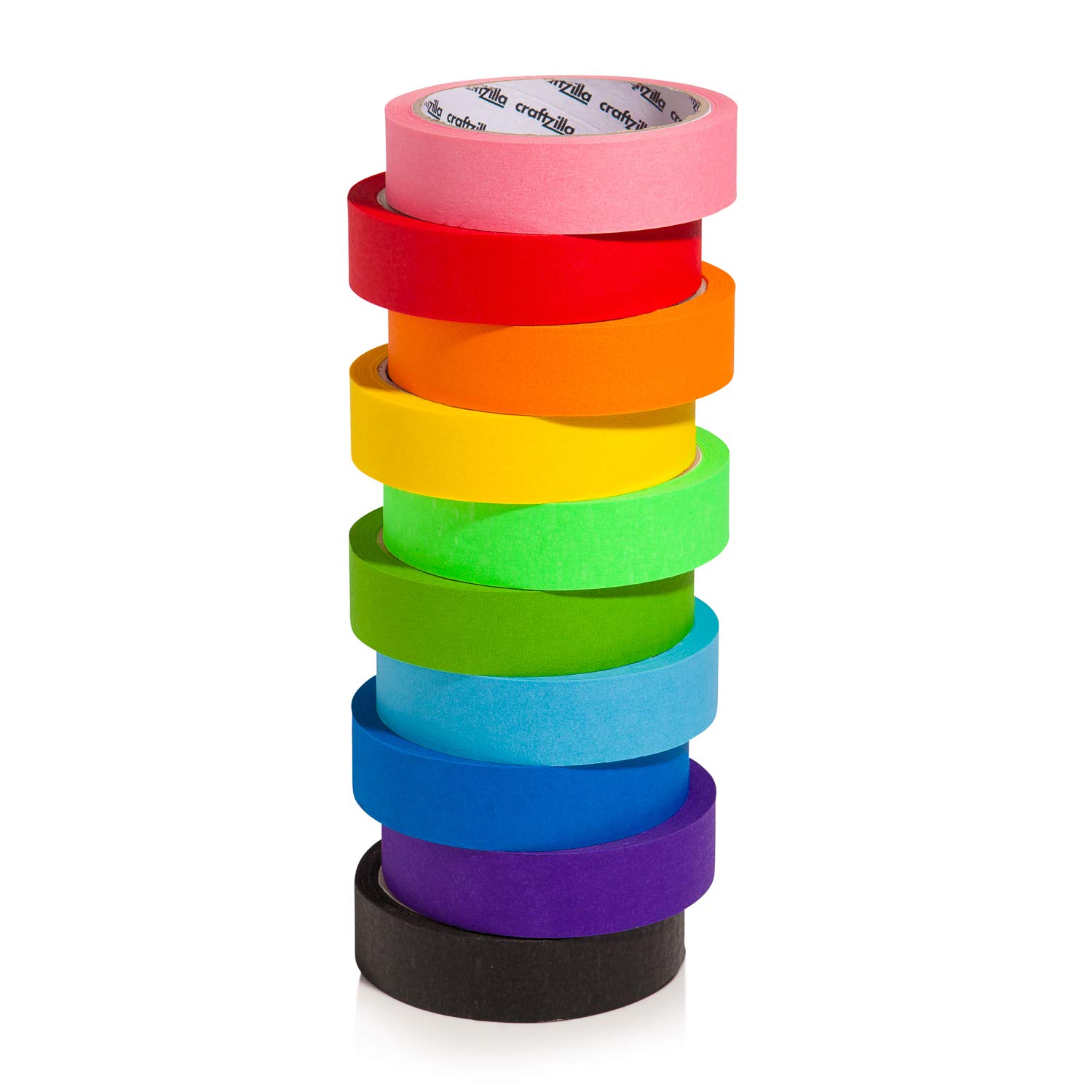 Craftzilla Colored Masking Tape - 10 Rolls of 20 Yards x 1 Inch Rainbow Tape - Colorful Craft Tape for Kids Teachers & Painters - for Home, Classroom, Labeling and Laboratory Identification Use: Industrial & Scientific