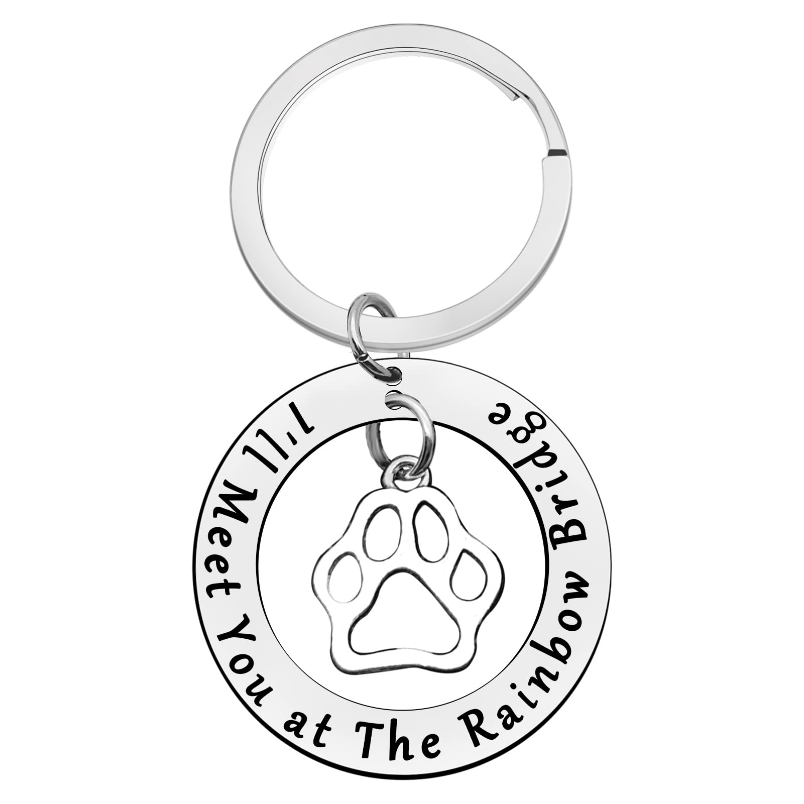 Ximalun Pet Memorial Gift Keyring Pet Loss Gift I'll Meet You at The Rainbow Bridge Keyring Loss of Dog or Cat Memorial Gift Remembrance Bereavement Gift Pet Sympathy Gift for Loss of Dog Cat