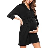 SWOMOG Women's Maternity Nursing Robe Pregnancy Breastfeeding Bathrobes 3 in 1 Labor Delivery Nightgowns