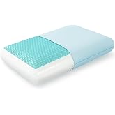EGOHOME Cooling Gel Memory Foam Pillow, Reversible, Neck Support, Queen | For Side, Back &amp; Stomach Sleepers, Removable Machine Washable Cooling Cover, All-Season Comfort, Queen Size, Blue