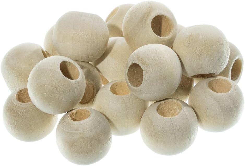 West Coast Paracord 100pc Pack Size 25MM (1 Inch) Natural Wooden Beads, Unfinished Wood Beads for Crafting and Jewelry Making and More