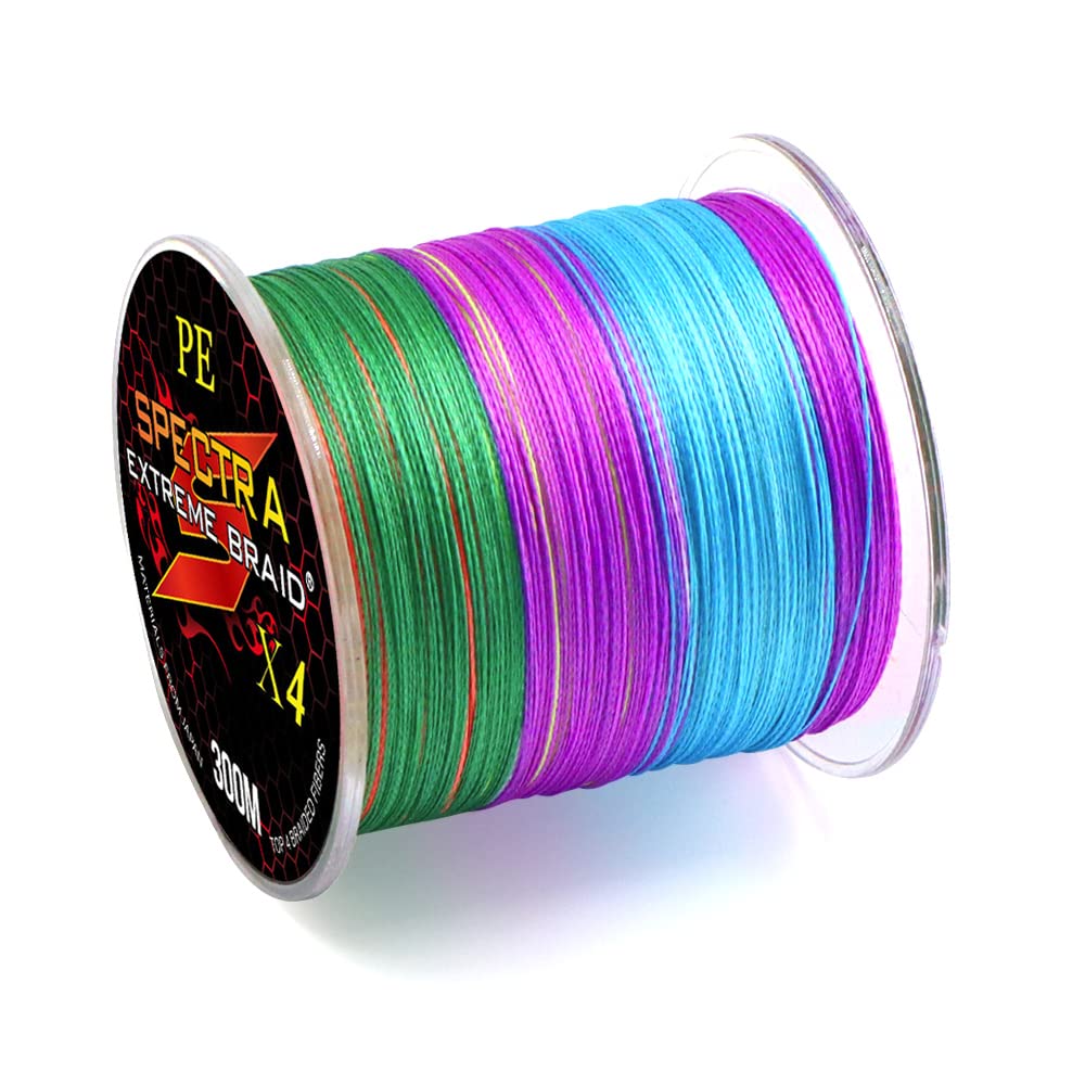 327 Yards (300m) Fishing Line, 4 Strands Stronger Multifilament PE Braid Wire, Braided Fishing Line Abrasion Resistant Superline Zero Stretch, 0.3mm Diameter, 40IB (colors)