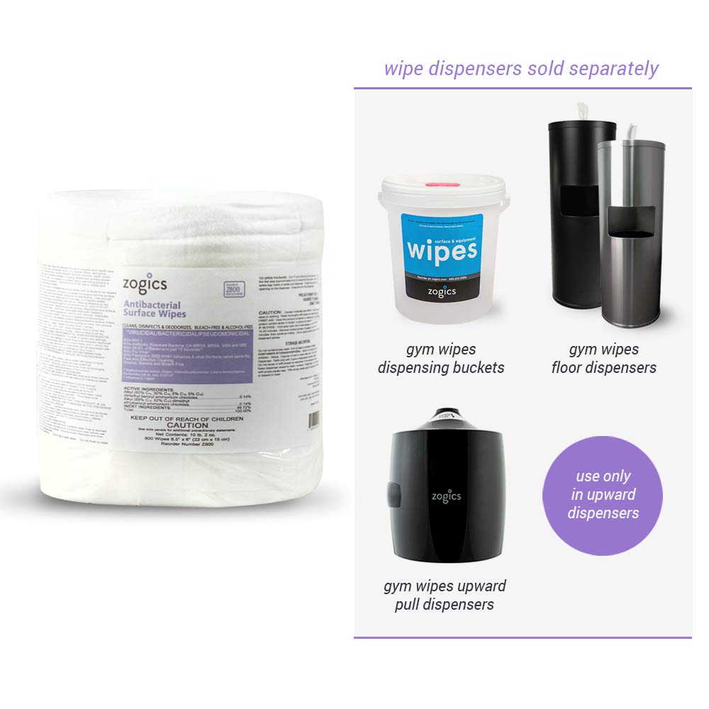 Zogics Antibacterial Wipes, EPA Registered Surface and Gym Equipment