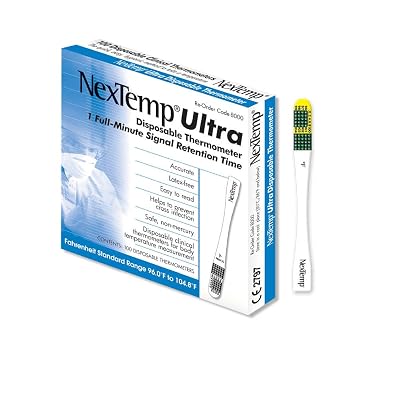 NexTemp Ultra Disposable Oral & Axillary Thermometer for Adults, Single Use Temperature Thermometer for Travel, Home, or First Aid Supplies, Easy to Read, Individually Wrapped, Fahrenheit, 100 Pack