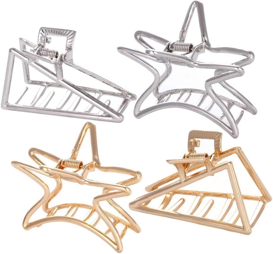 4 Pcs Large Metal Hair Claw Clips Hollow Jaw Barrettes Non-slip Hair Jaw Clamp Clips for Women Girls Hair Accessory
