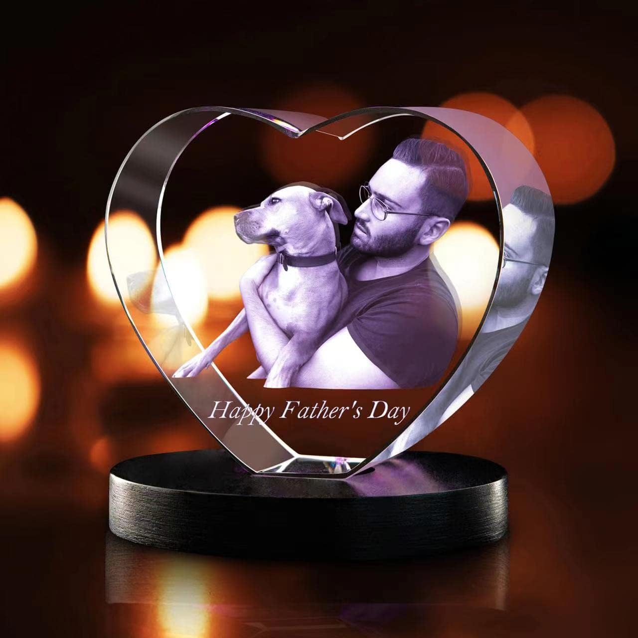 Photographs - Custom 3D Photo Crystal Heart– Custom Gift Holographic Picture, Laser Engraved Art Photo with LED Stand, Photo Crystal Sculpture Decoration, Photo Repair & Text -(Small Heart)
