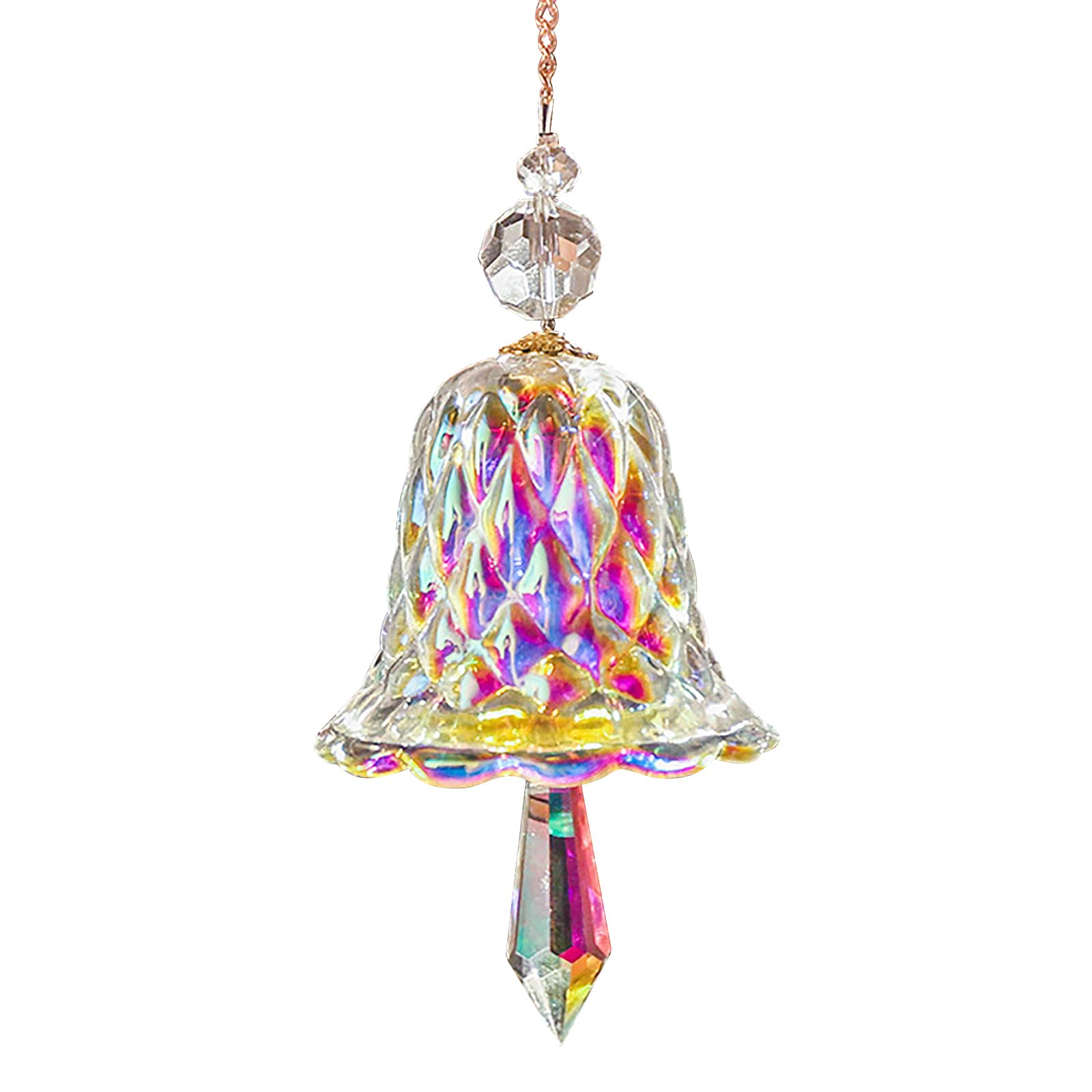 Crystal Wind Chimes Sun Catchers Bell-shaped Glass Rainbow Maker Curtain Hanging Pendant Window Garden Decoration Rainbow Prism Christmas Ornament