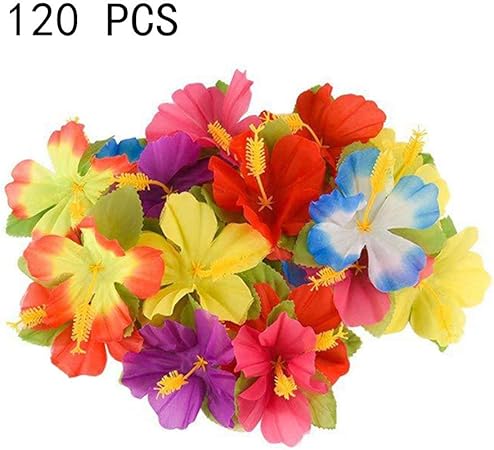 Warooma Fiori Artificiali Di Ibisco 120 Pezzi Fatti A Mano Fiori Hawaiani Foglie Di Palma Tropicale Fiori Di Ibisco Per Matrimonio Arco Decorazione Per Bambini Amazon It Casa E Cucina