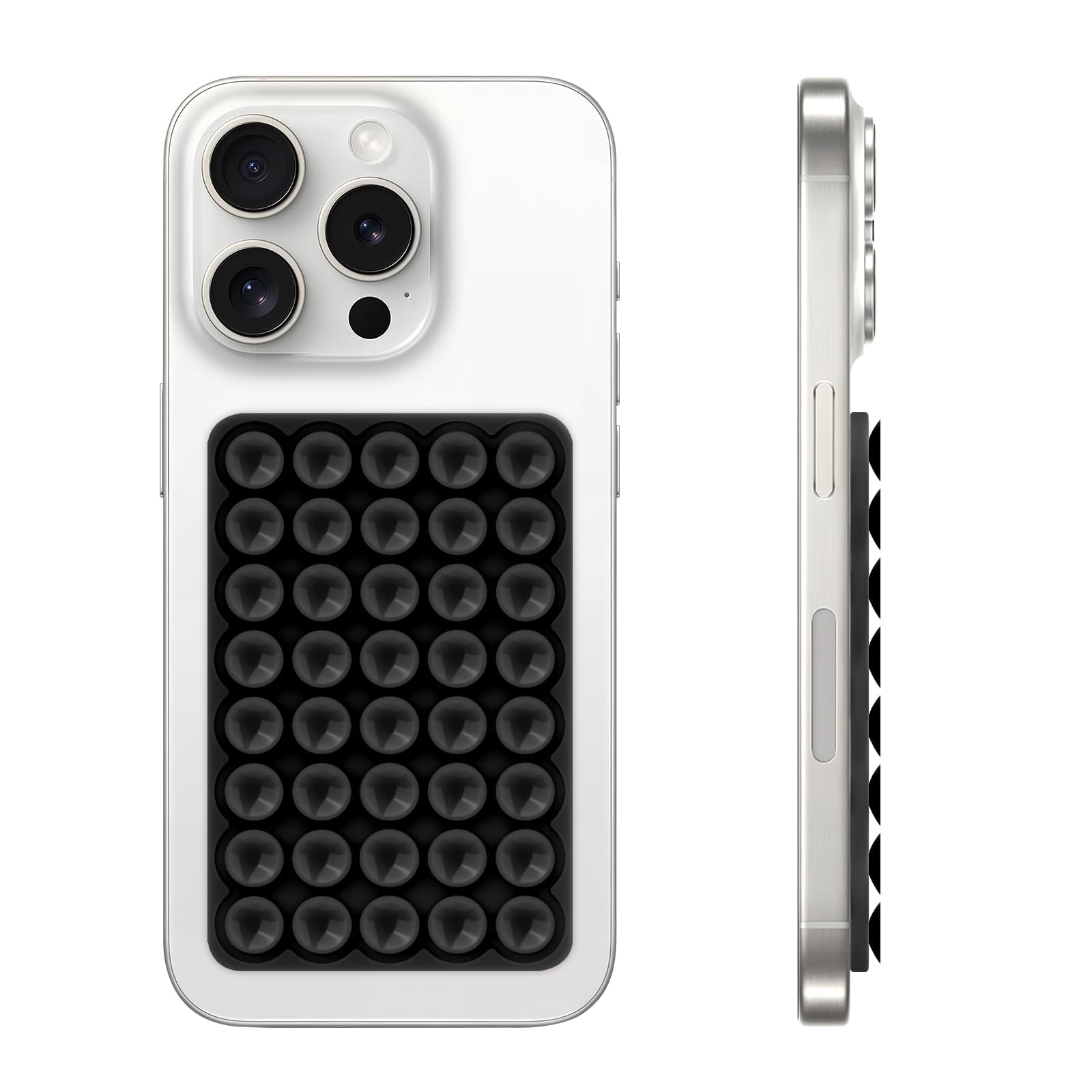 QxbBox Silicone Suction Cup Phone Case Mount, Hands-Free Strong Grip Holder for Selfies and Videos, Silicon Adhesive Phone Stand Sticky with Higher Suction Power for Cell Phone Black