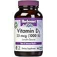 BlueBonnet Nutrition Vitamin D3 1000 IU, Aid in Muscle and Skeletal Growth, Cholecalciferol from Lanolin, Non GMO, Gluten Free, Soy Free, Milk Free, Kosher, 90 Vegetable Capsule, White