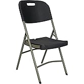 KLETON - Folding Chair, Polyethylene, Black, 350 lbs. Weight Capacity Each