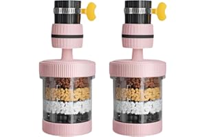 CBTLYSK Kitchen Hotel Faucet Mounted Filter for Washing Vegetables, Fruits, Travel Portable Faucet Water Filter Filter Activated Carbon Remove Chlorine Heavy Metals Hard Water, 2-Piece Set（Pink)