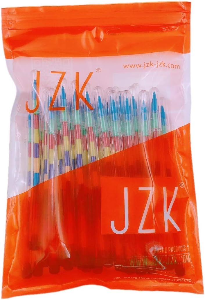 JZK 30 x Multicolor stacking crayons pencil pop crayon for kids children party favours party bag filler birthday gift for boy girl: Office Products