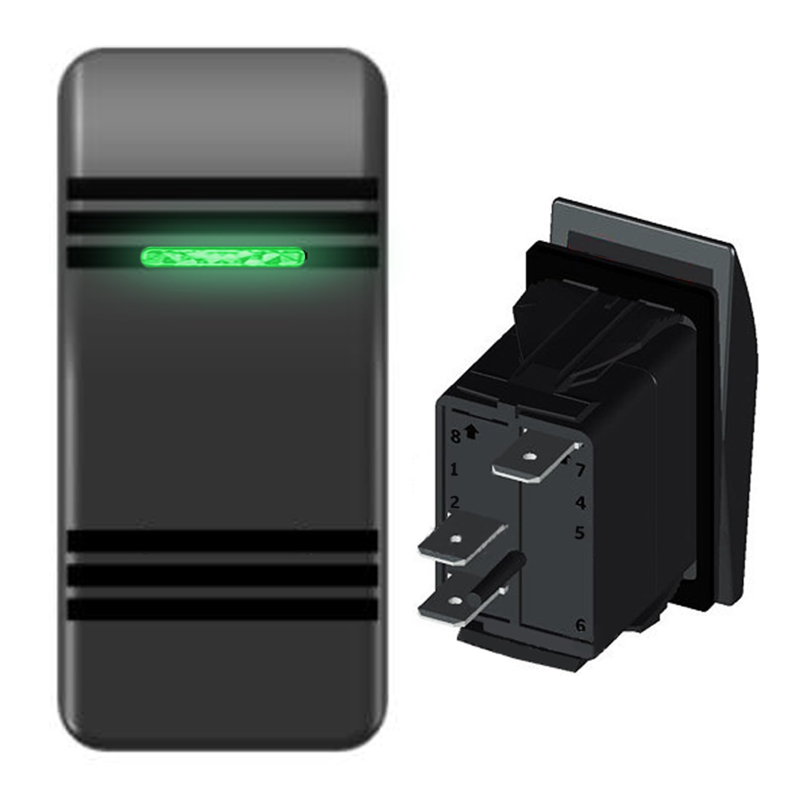 Photo 1 of 12V Rocker Switch Green LED 3Pin Boat Rocker Switches On-Off Waterproof Marine Rocker Switches SPST for Car Boat RV SUV Caravans Truck Camper UTV etc