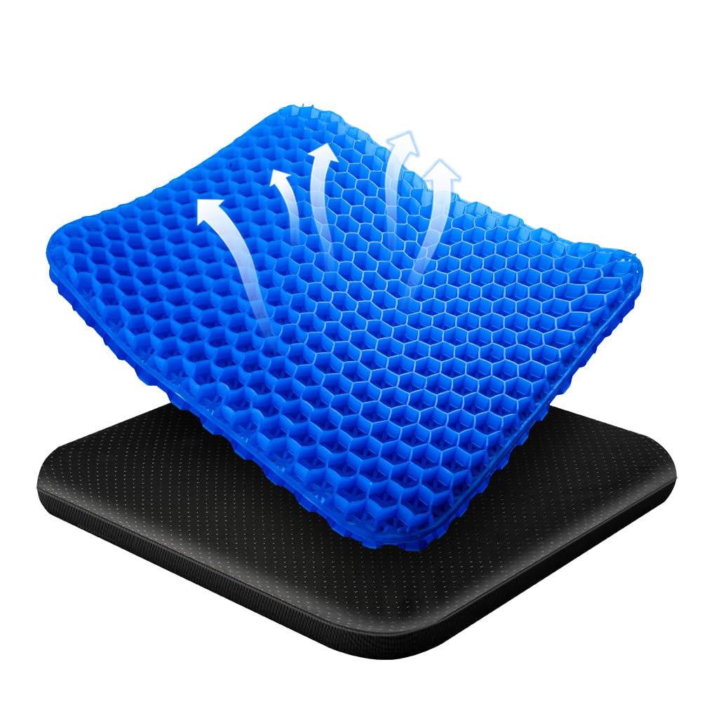 flintronic Orthopaedic Gel Seat Cushion, Honeycomb Design Double Thick Gel Cushion, Gel Orthopaedic Ergonomic Cushions, Honeycomb Coccyx Cushion with Cloth Cover, for Office Car & Chair