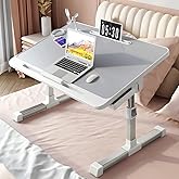 Laptop Desk for Bed, Adjustable Bed Table with USB Charge Port, Foldable Laptop Table with Storage Drawer, Portable Laptop Be