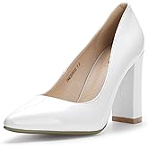 IDIFU Women's IN4 Chunky-HI Block High Heels Closed Pointed Toe Pumps Dress Office Shoes for Women