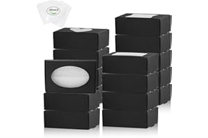 BZIDII 36Pcs Soap Boxes for Homemade Soap and 40pcs Shrink Bags,3.54 X 2.36 X 1.18 Inch Soap Boxes with Window,Bar Soap Packaging Kraft Boxes Supplies（Black）