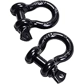 POLESTAR Shackles 1/2" D Ring Shackle (2 Pack), 12 Ton (26,455lbs) Maximum Break Strength, Heavy Duty Drop-Forged Steel Tow Shackles with 5/8" Pin for Off-Road Recovery Jeep Truck Vehicle
