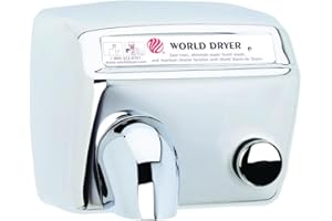 World Dryer DA5-972 Model A Durable Standard Hand Dryer Push Button Finish: Polished Stainless Steel, Voltage: 110-120 V, 20 Amps