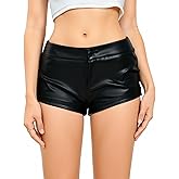 winkbay Women's Leather Micro Shorts Y2k Low Rise Tight Party Shorts Night Out Outfit Streetwear