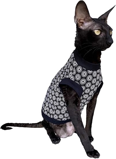 Kotomoda T Shirt Senza Capelli In Cotone Elasticizzato Colore Nero Primavera Per Gatti Sphynx Amazon It Prodotti Per Animali Domestici