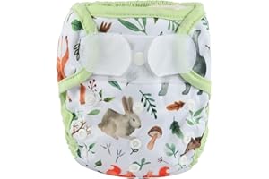 SIGZAGOR Baby Cloth Diaper Cover Nappy Hook and Loop Double Gusset 6.6lbs to 33lbs (Rabbits Wolves)