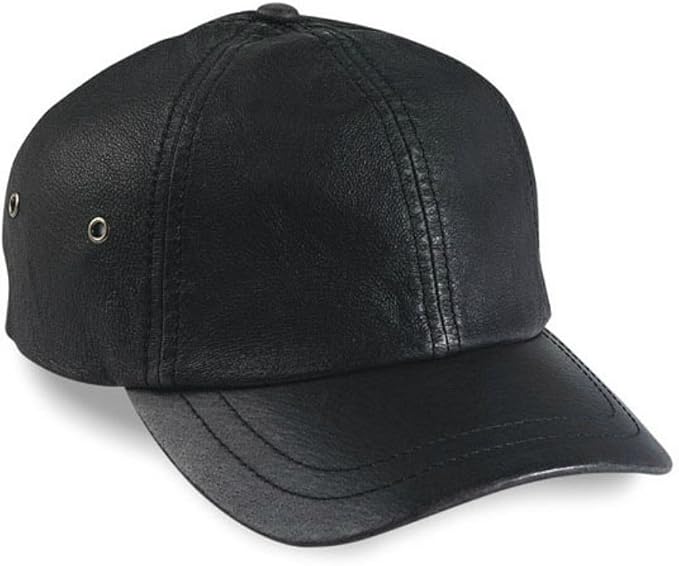 Stonewashed Leather Baseball Cap Black at Amazon Men’s Clothing store