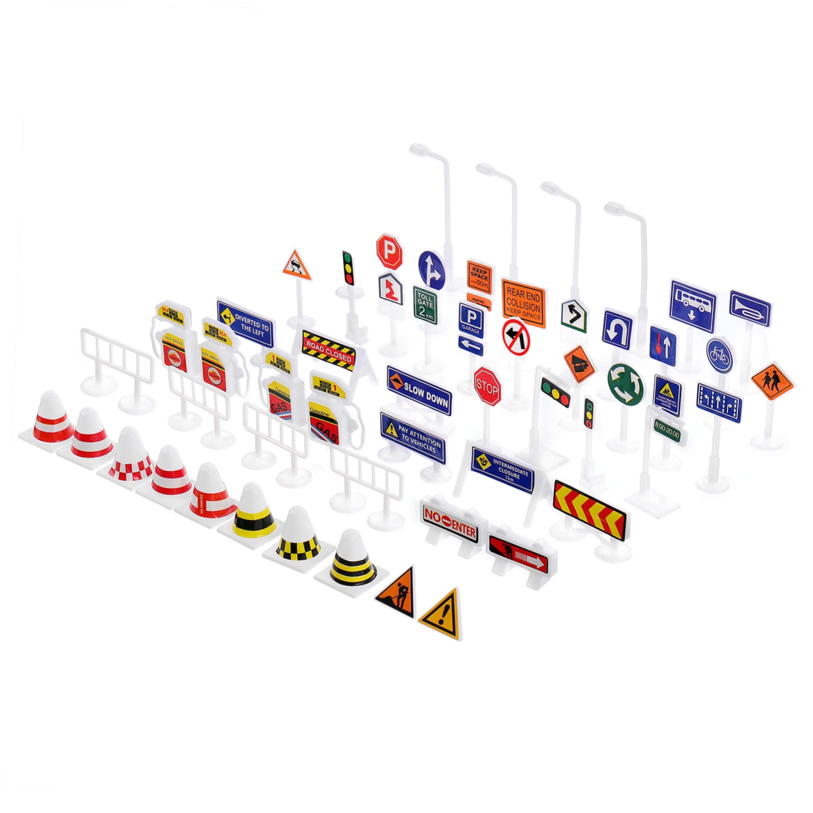 56Pcs Children'S Traffic Sign Toys Set - Educational Road Signs for Kids, Interactive Play and Learning, Realistic Plastic Street Signals, Parent-Child Activity, Home and School Use