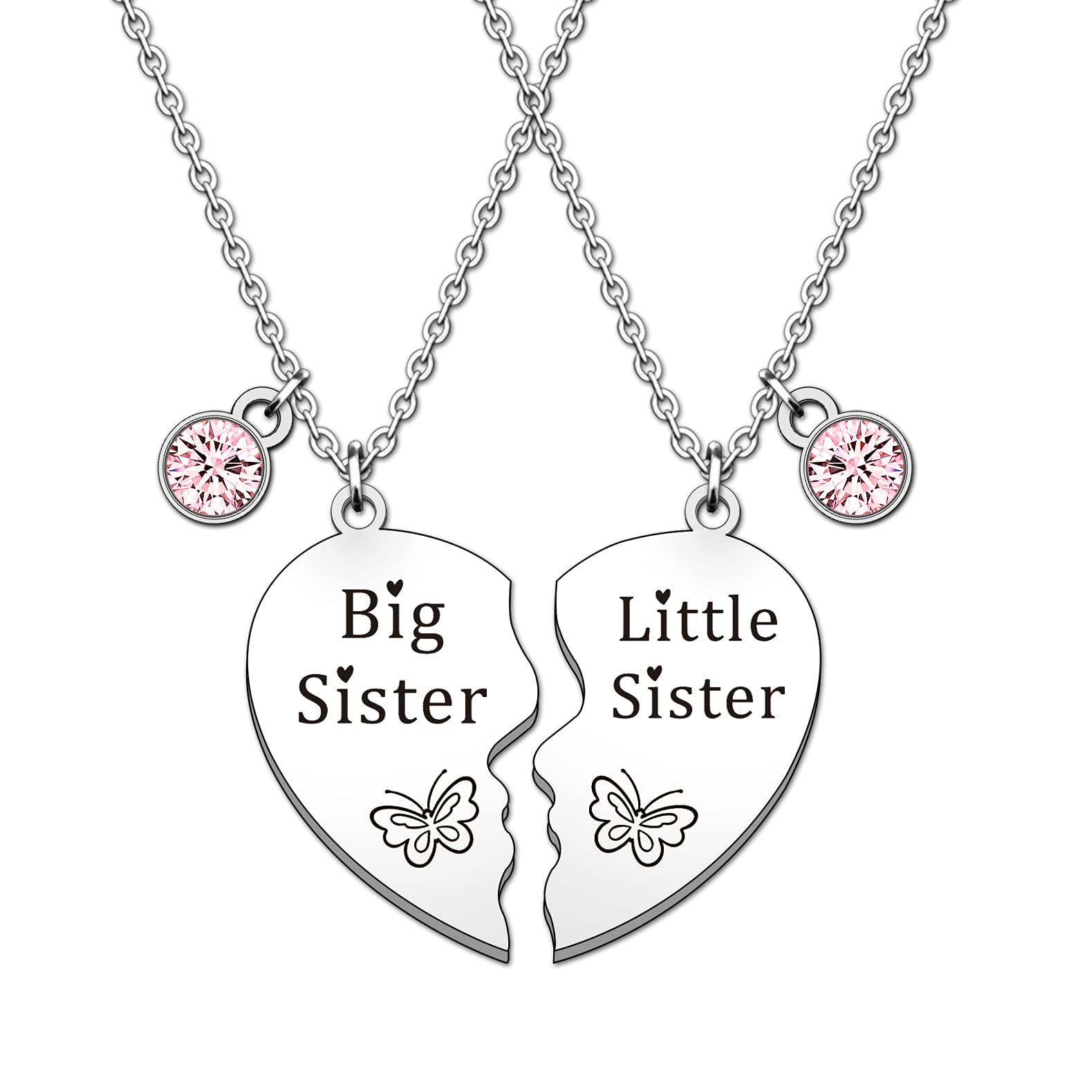 HULALA Big Sis Lil Sis Matching Sister Necklace For 2 Girls Sisters Birthday Christmas Jewellery Gifts