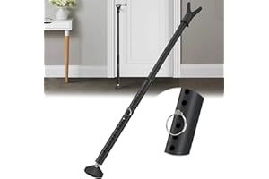 LCOKEIY Sliding Glass Door Lock & Door Stoppers Security Bar Keep Your Home Security, Adjustable Jammer with Interchangeable Caps & Rubber Tips, Ideal for Home, Apartment and Travel Protection,Black 1Pack