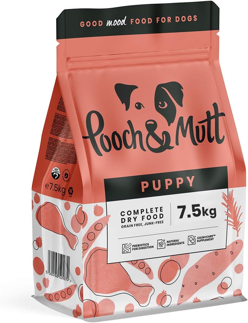 Pooch & Mutt - Puppy Superfood Complete Dry Dog Food Grain Free (Regular Sized Kibble), Chicken, 7.5kg (packaging may vary)
