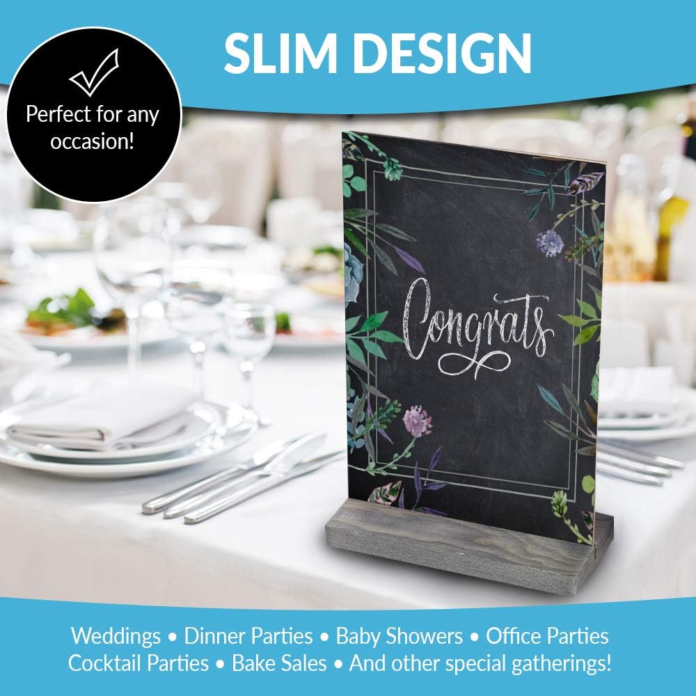 Mini Chalk Board Signs (Set of 5) With 4 Chalk Markers And 40 Chalkboard Labels - Two-Sided Chalkboard Sign for Wedding Table - Multisize 6x9" or 9x6" Blackboard! Small Tabletop Chalkboards with Stand : Office Products