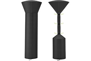 QH.HOME Patio Heater Covers, [2026 Upgraded Tear-Resistant Fabric] Waterproof with Robust Zipper,Dustproof/Wind/Sunlight/Snow-Resistant, (89"H x 33"D x 19"B ,Black)