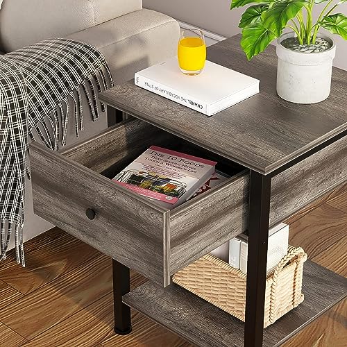 SKY-TOUCH Nightstand 40 * 40cm Bedside Cabinet with Drawer, Bedside Table Wood Night Stand Modern End Table Side Table for Bedroom and Living Room, Sturdy Steel Frame, Easy Assembly