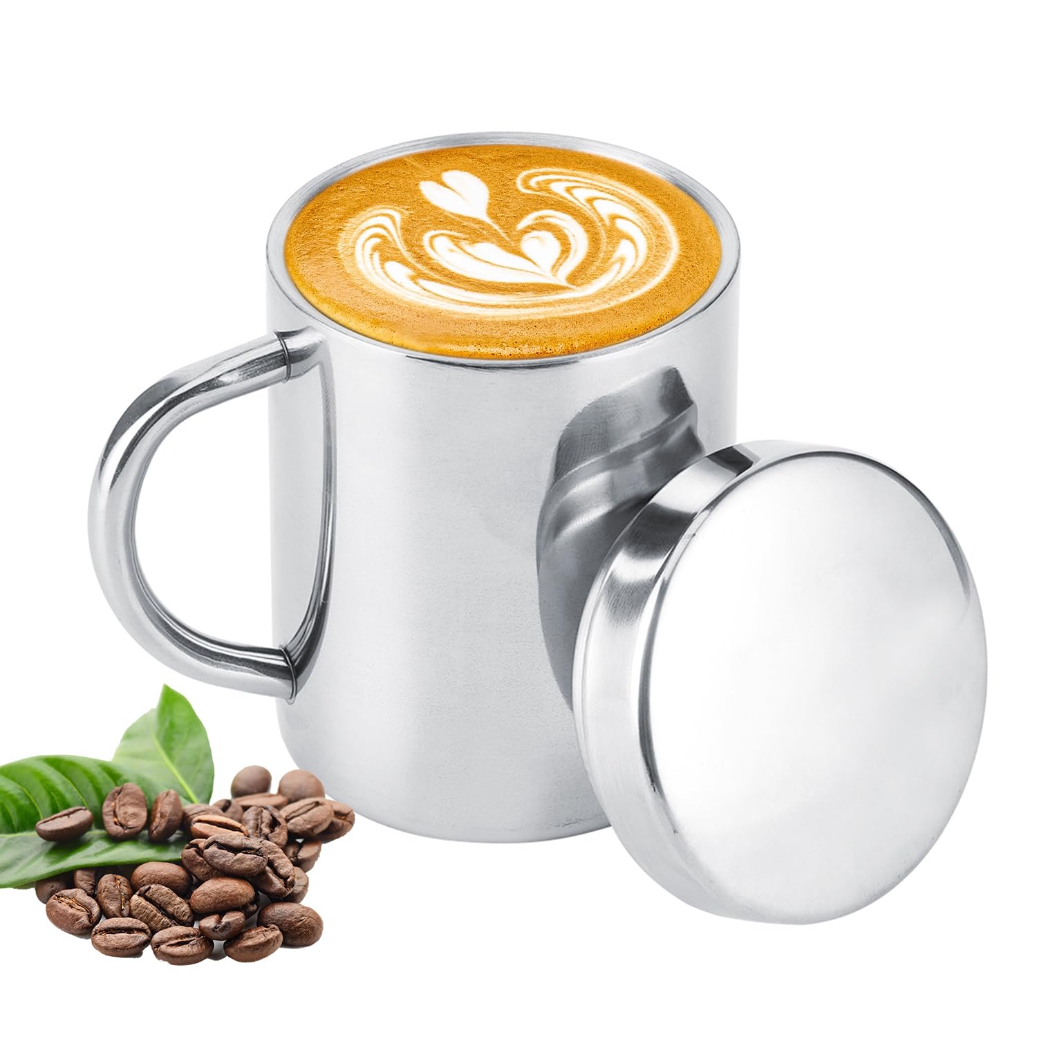 220ml Stainless Steel Mug, Double Wall Insulated Mug Camping Mug Coffee Mug Tea Cup with Lid Beer Tankards with Handle for Camping Travel Picnic